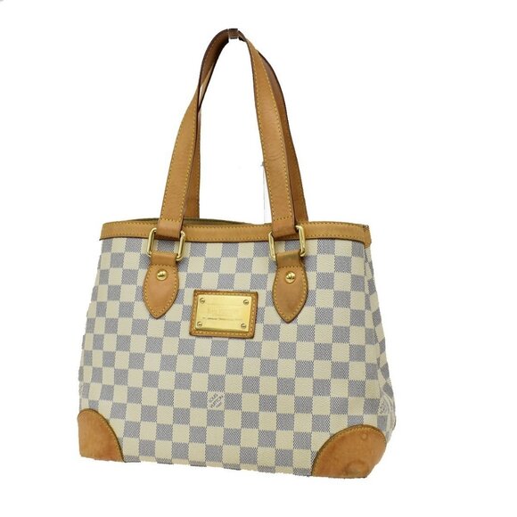 LOUIS VUITTON Hampstead PM Shoulder Bag Damier Azur Leather White N51207 72EF712 - Picture 1 of 15
